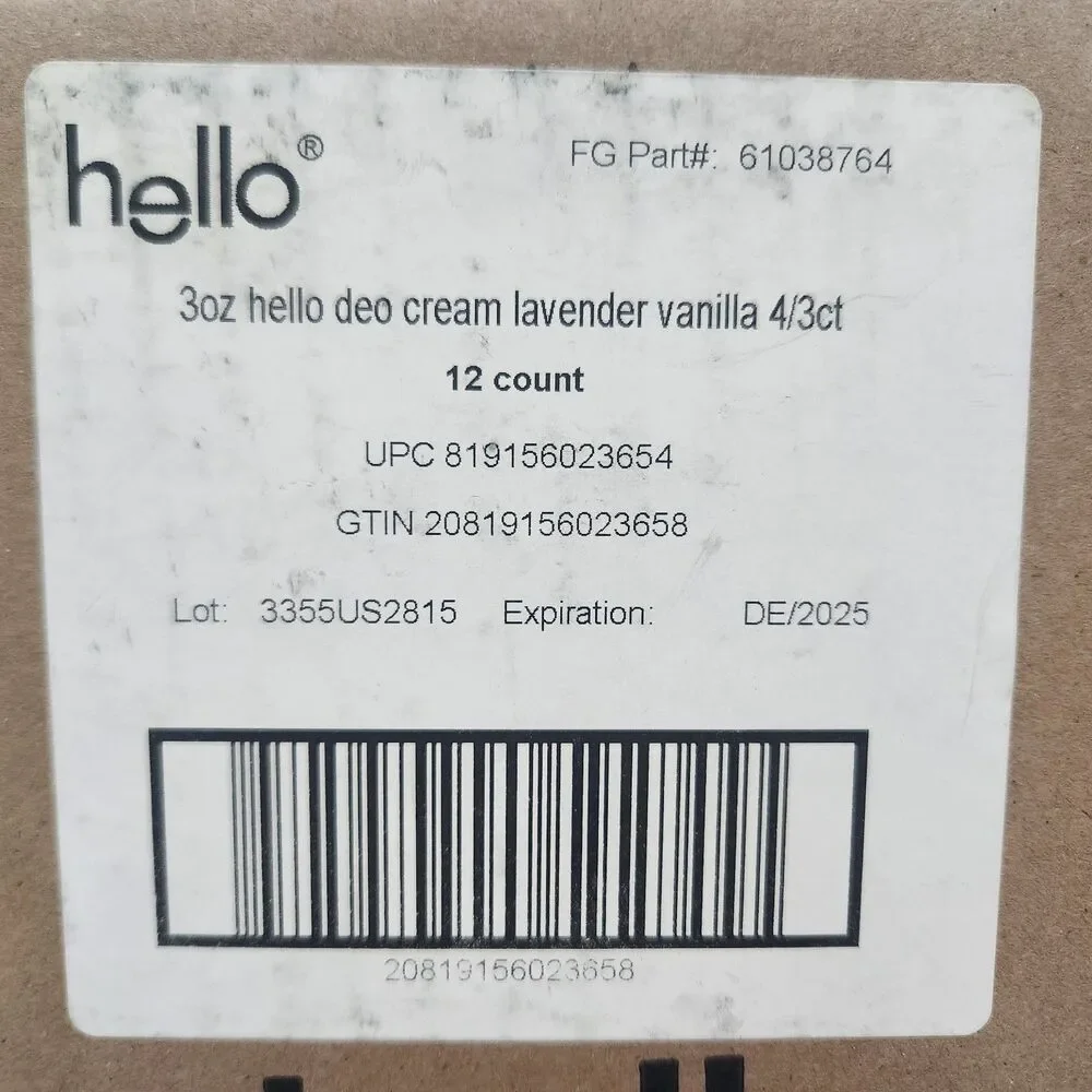 [Case of 12] Hello All Over Body Deodorant Lavender Vanilla - Expired 2025